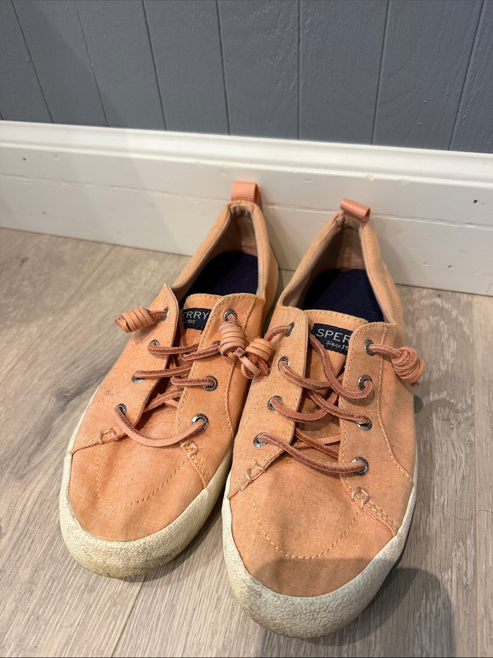 Sperry Coral/Peach Suede Boat Sneakers